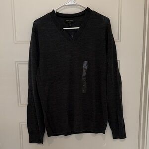 Banana Republic Merino Wool Charcoal V-Neck Sweater